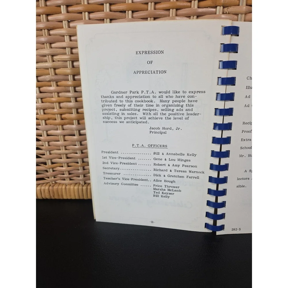 Gardner Park Elementary School Cookbook Gastonia, NC 1982